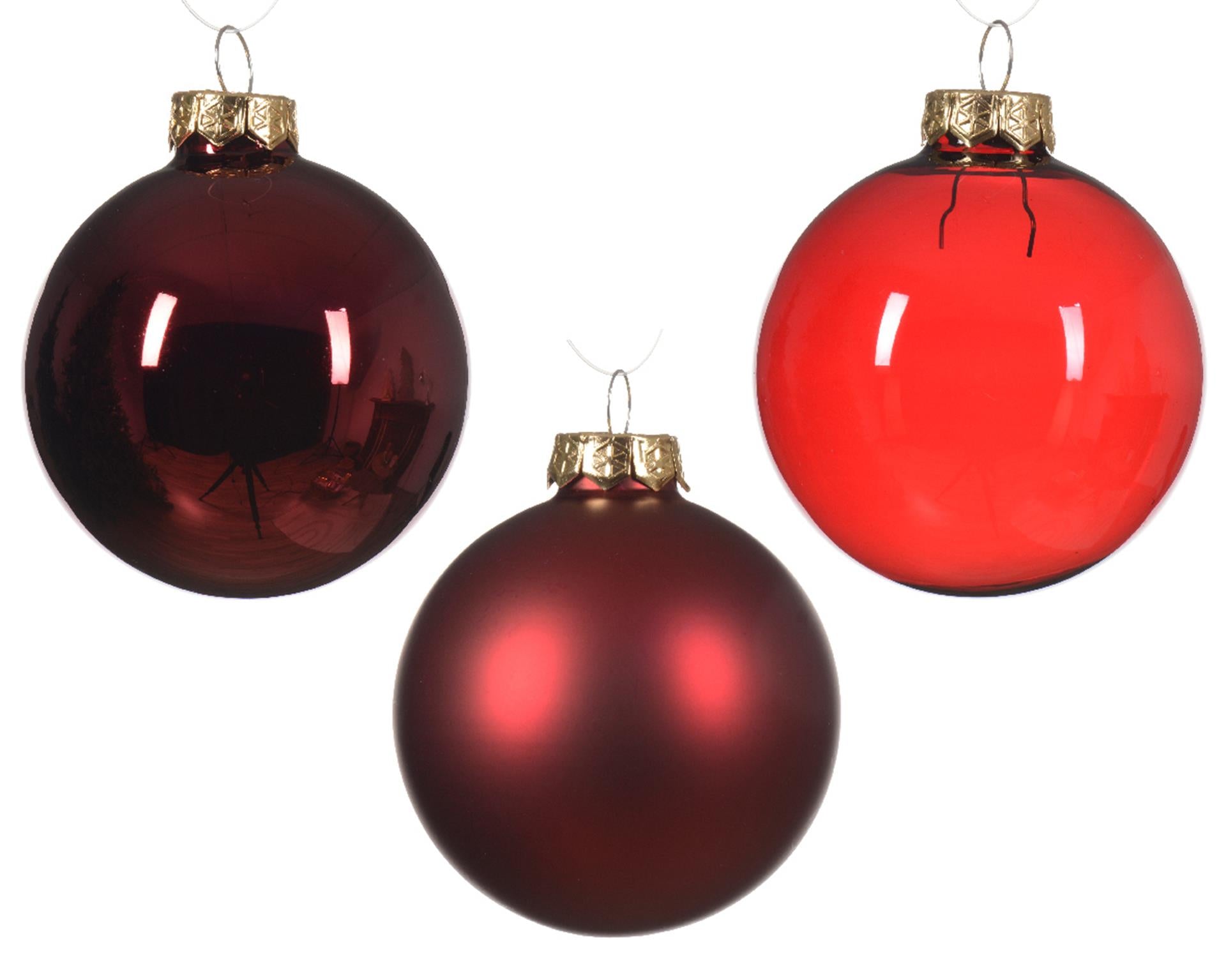 Decoris Set de boules de Noël en verre sang de bœuf 21 pièces