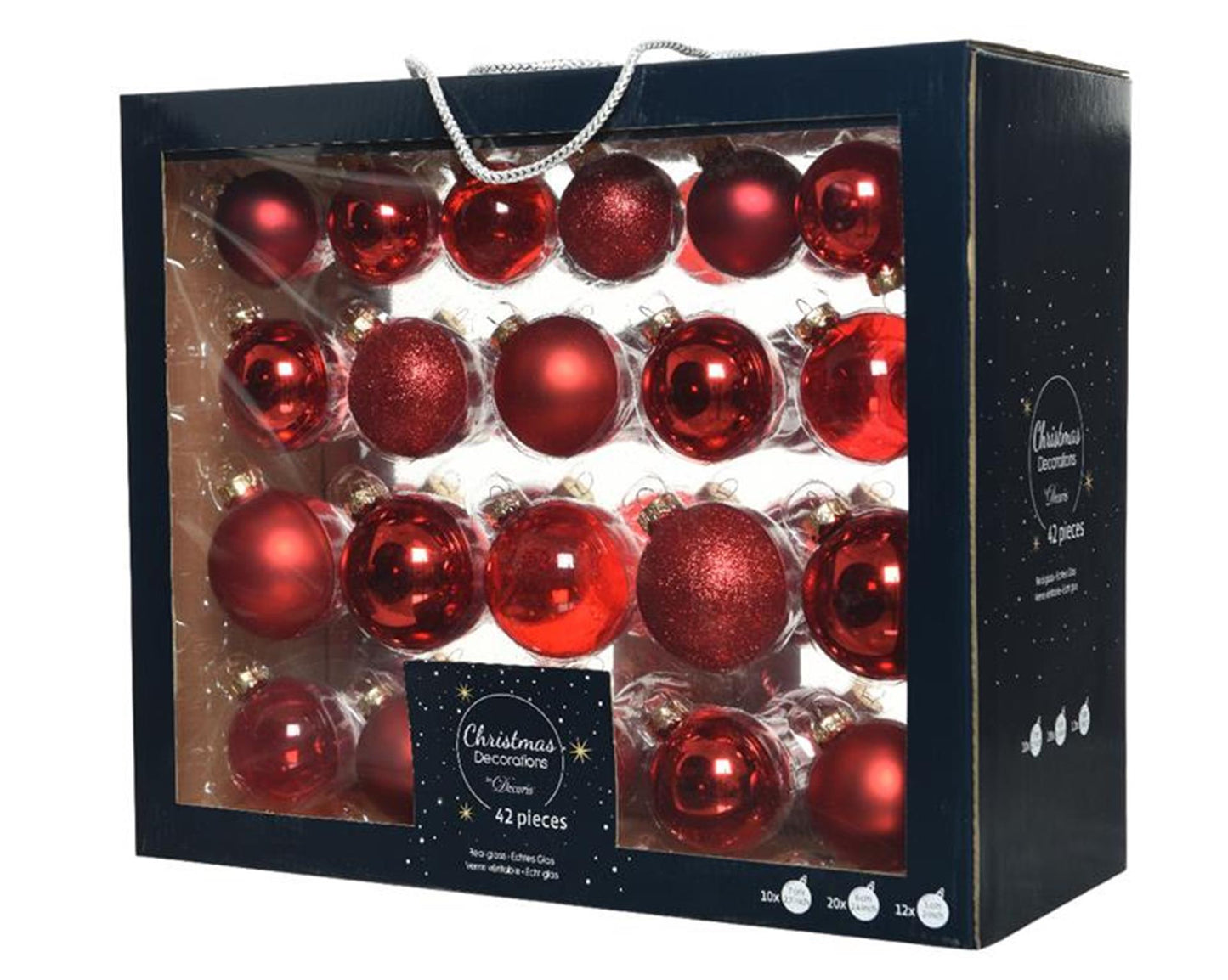 Decoris Set de boules de Noël mélange de verres Noël rouge 42 pcs.