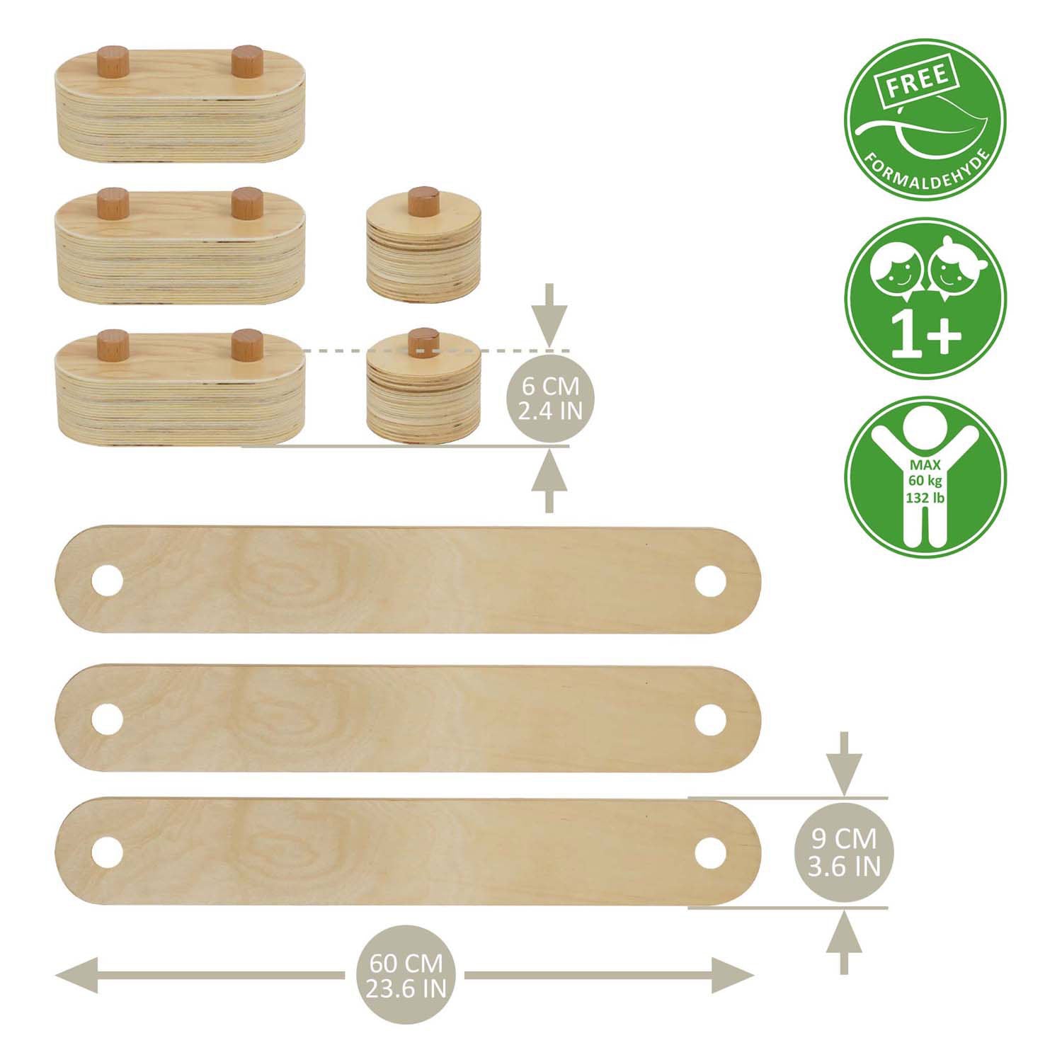 Jeu de balance en bois RC, 8 pièces.