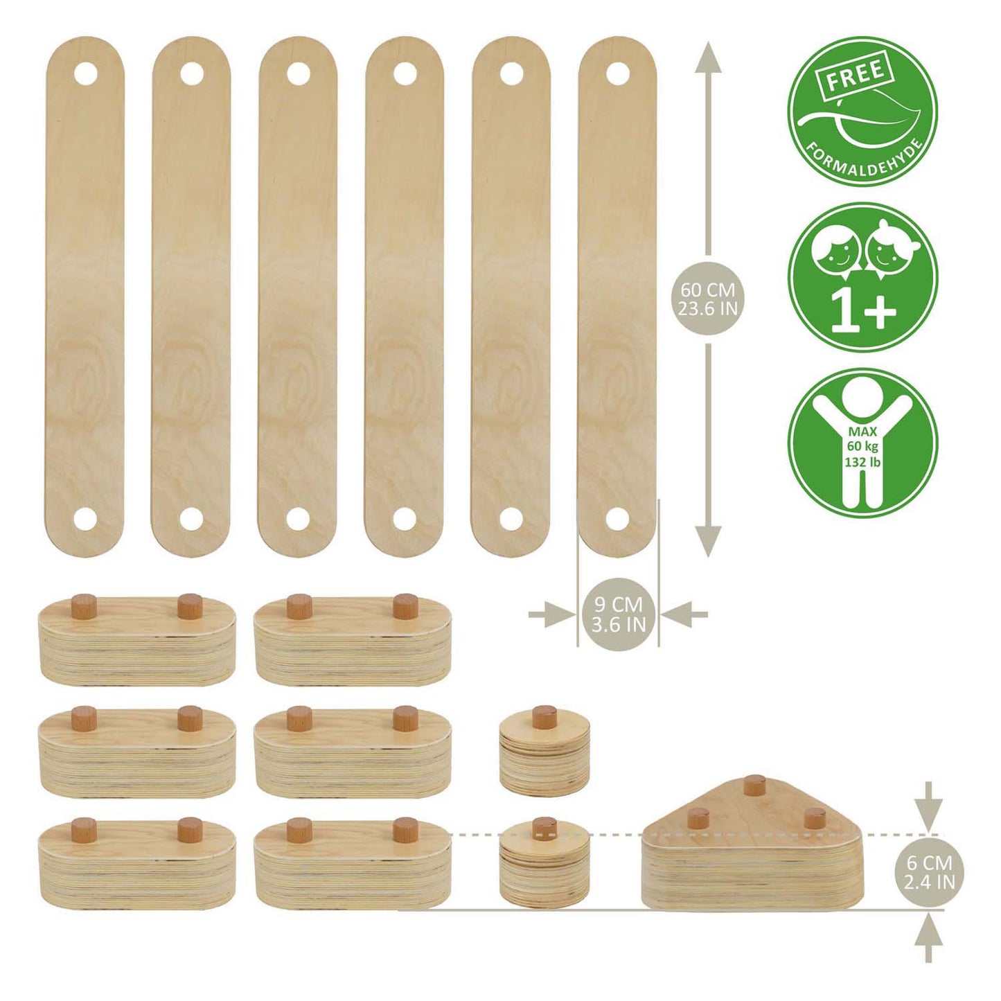 Ensemble d'équilibre en bois RC, 15dlg.