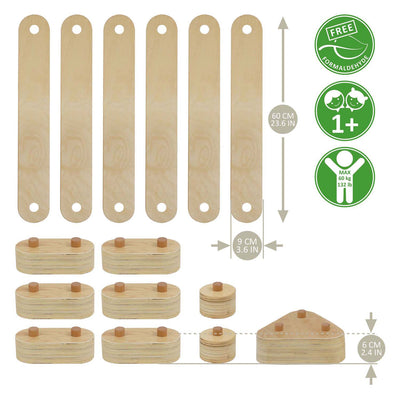 Ensemble d'équilibre en bois RC, 15dlg.