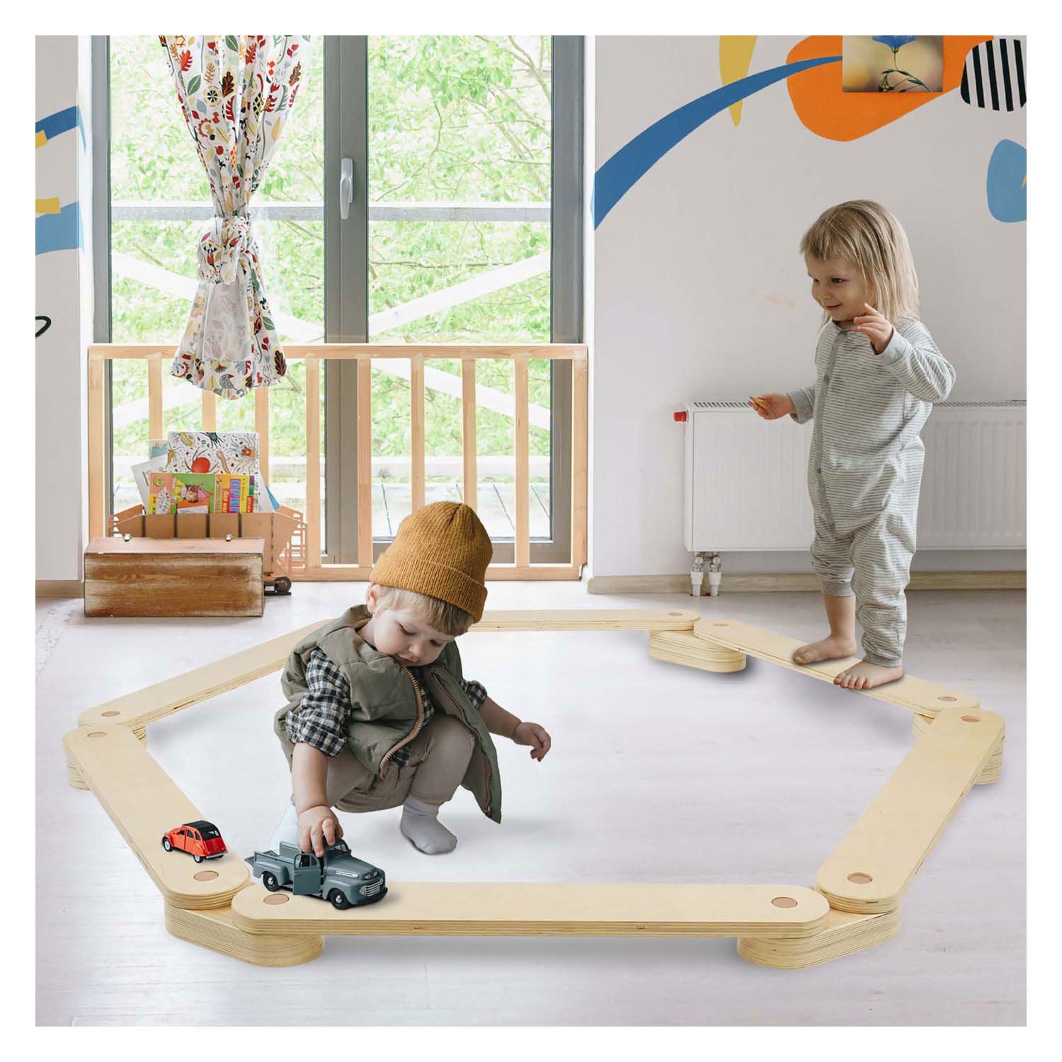 Ensemble d'équilibre en bois RC, 15dlg.