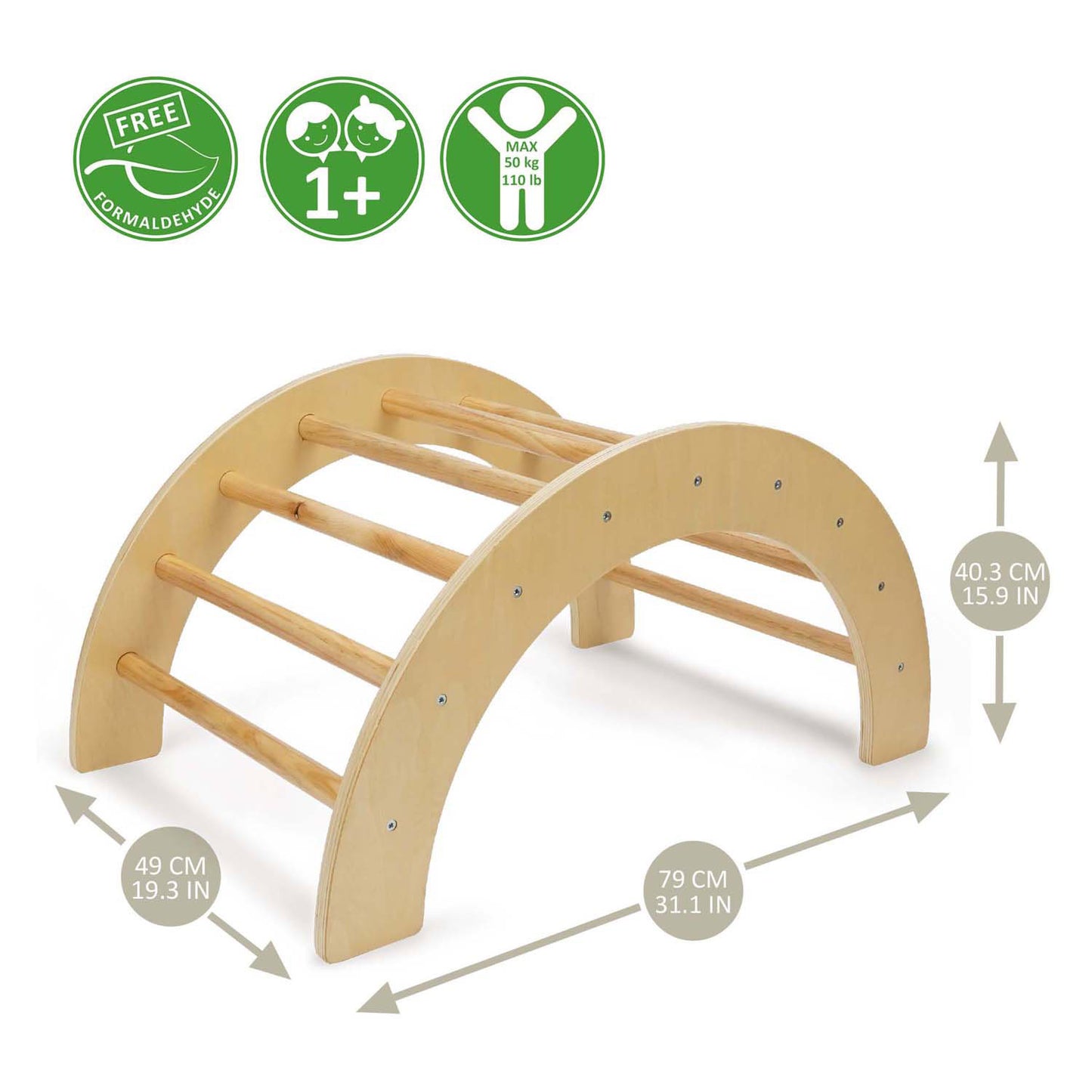 Arche d'escalade en bois avec toboggan