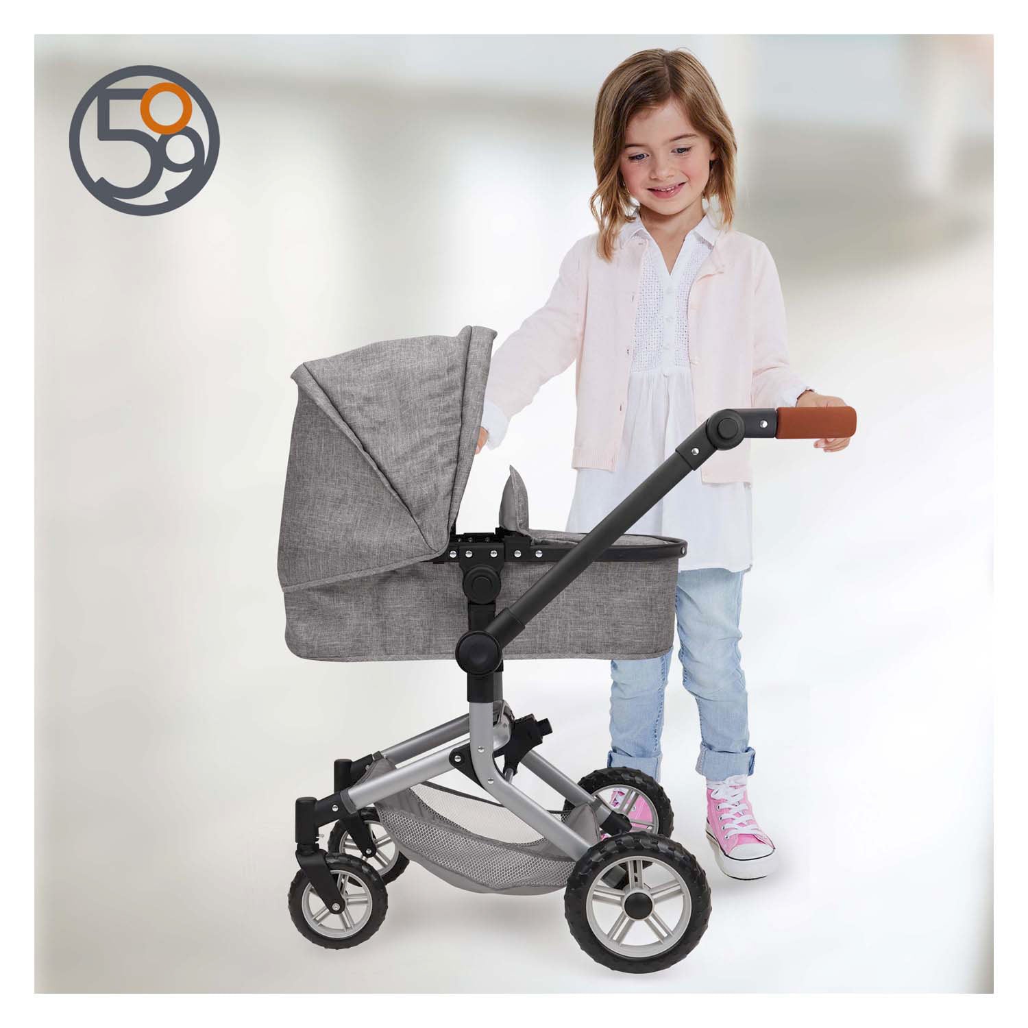 Landau pour poupée 2 en 1 avec sac - gris