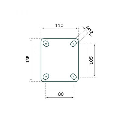 Tarse Roulette fixe 150 mm. TPE extra silencieux