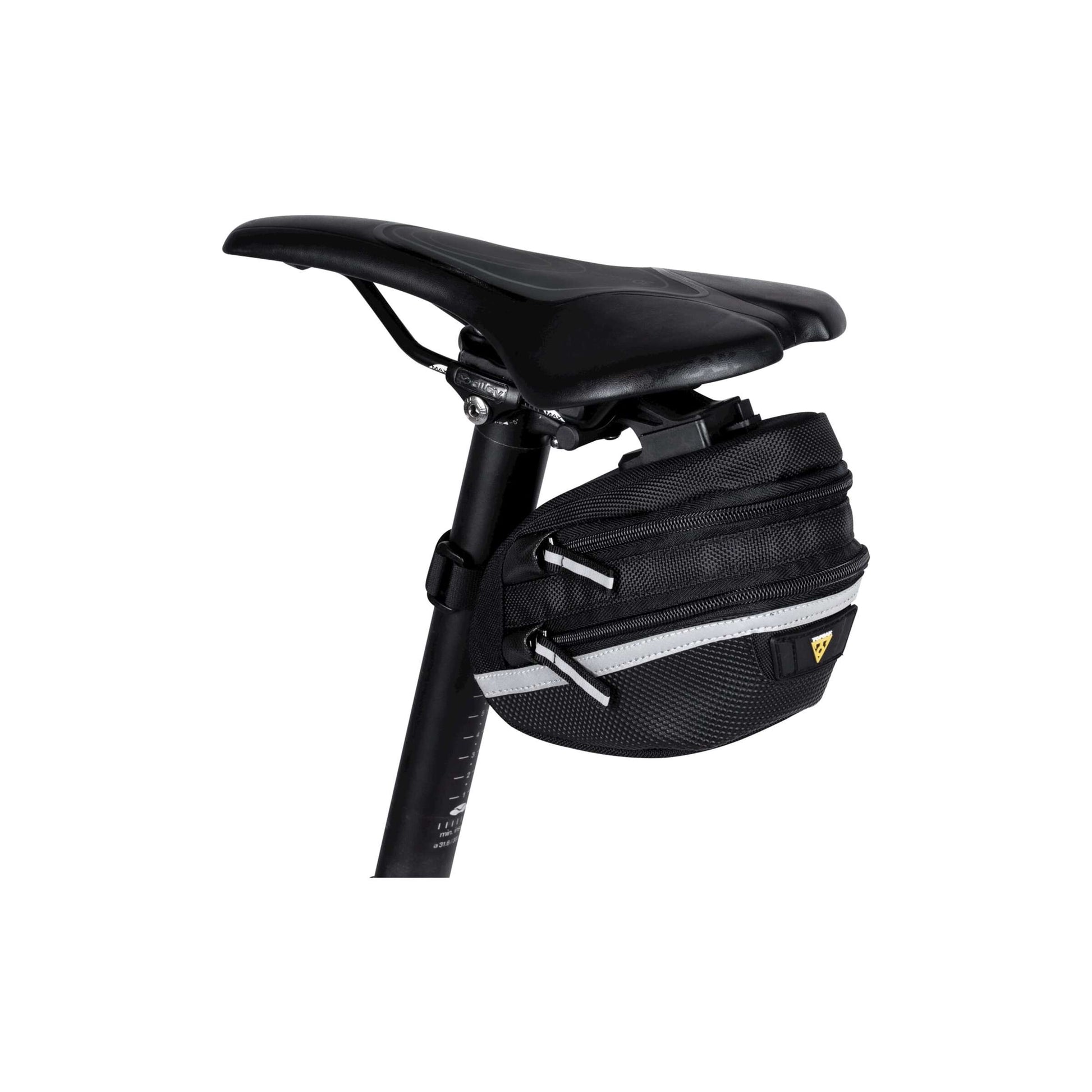 Sac à selle topak wp II M, noir, eau -pellent, polyester, adaptateur, 1,25L, QuickClick, réfléchissant, 152g