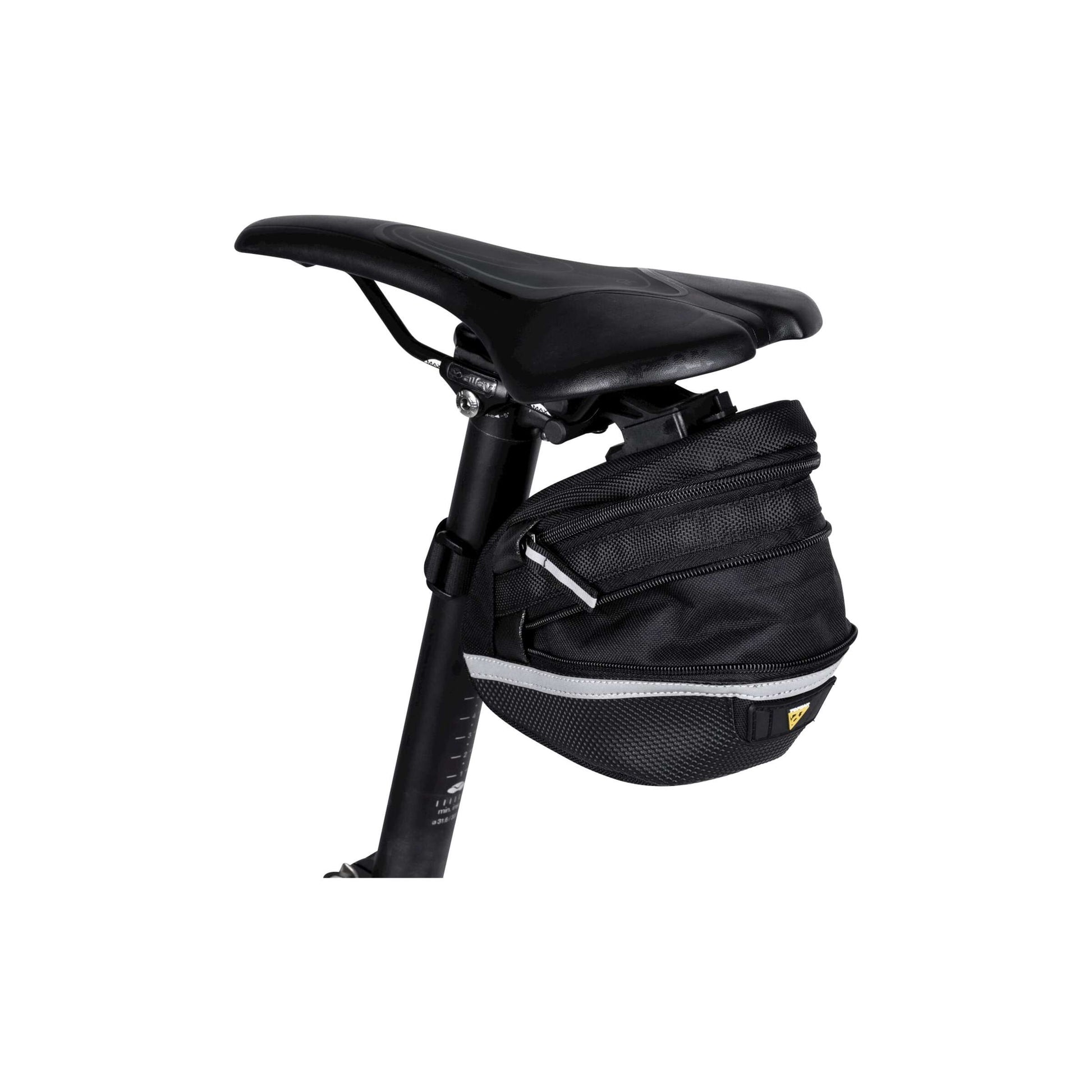 Sac à selle topak wp II M, noir, eau -pellent, polyester, adaptateur, 1,25L, QuickClick, réfléchissant, 152g