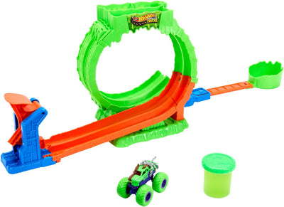 Hot Wheels Monster Trucks Mutated Chaos Looping Challenge – Coffret de jeu avec camion jouet Wreckin' Wolf et Slime