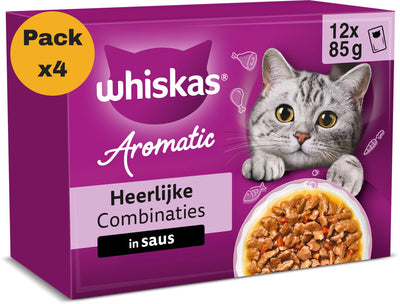 Nourriture pour chat Whiskas - adulte 1+ - délicieuses combinaisons d'aromates en sauce - 48x85g