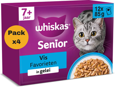 Nourriture pour chat Whiskas - senior 7+ - sélection de poissons en gelée - 48x85g