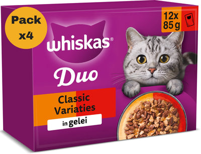 Nourriture pour chat Whiskas - adulte 1+ - gelée de variations classiques duo - 4x12x85g