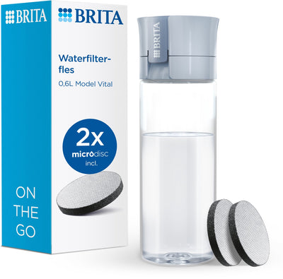 Brita - gourde vitale pour adultes - 0,6 l - vert clair - avec 2 cartouches filtrantes microdisques - idéale pour les gourdes