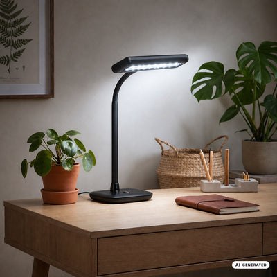 Briloner - lumière du jour - lampe de bureau LED - lampe lumière du jour - lampe de table - rotative et inclinable - 75 w - noir