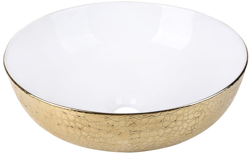 Lavabo à poser en céramique serpent Differnz ø 40 cm, blanc doré