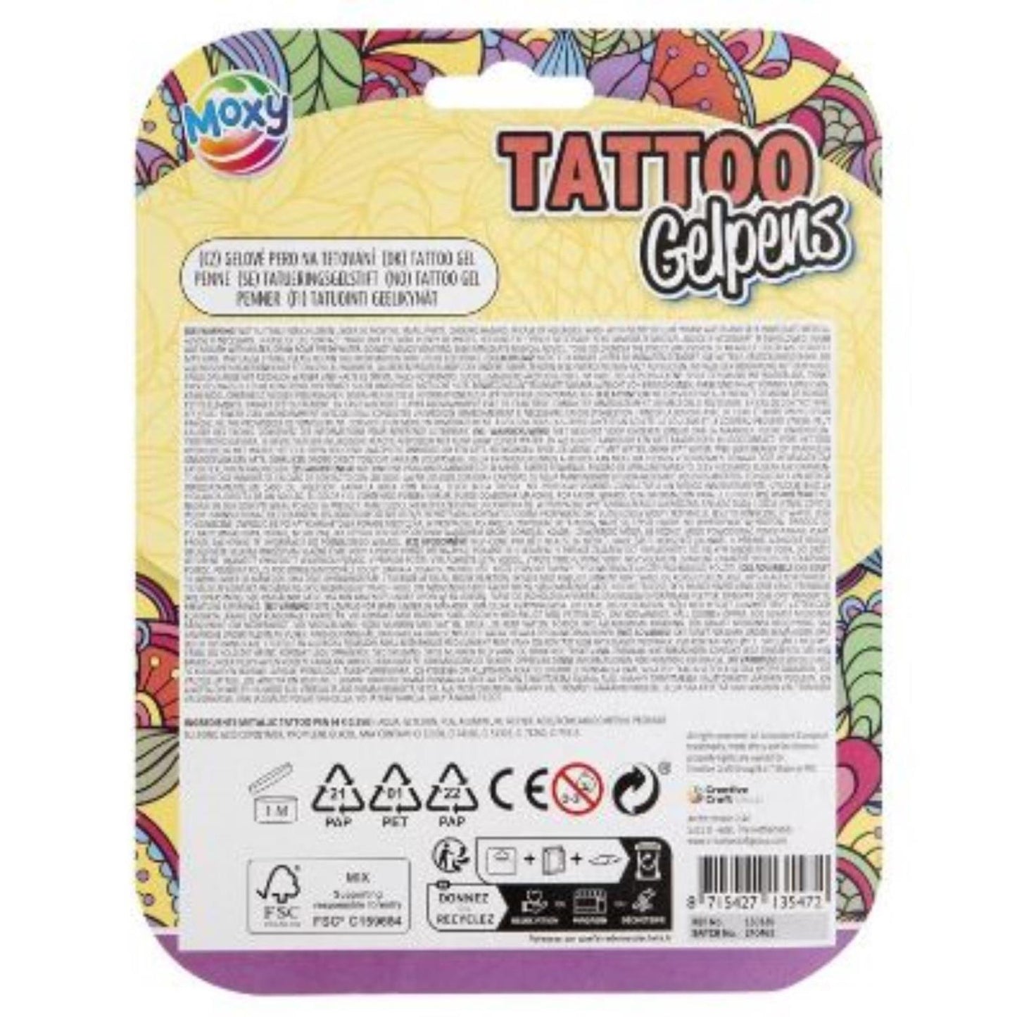 Creative Craft Group Tattoo Gelpennen Metallic avec modèle, 4st.