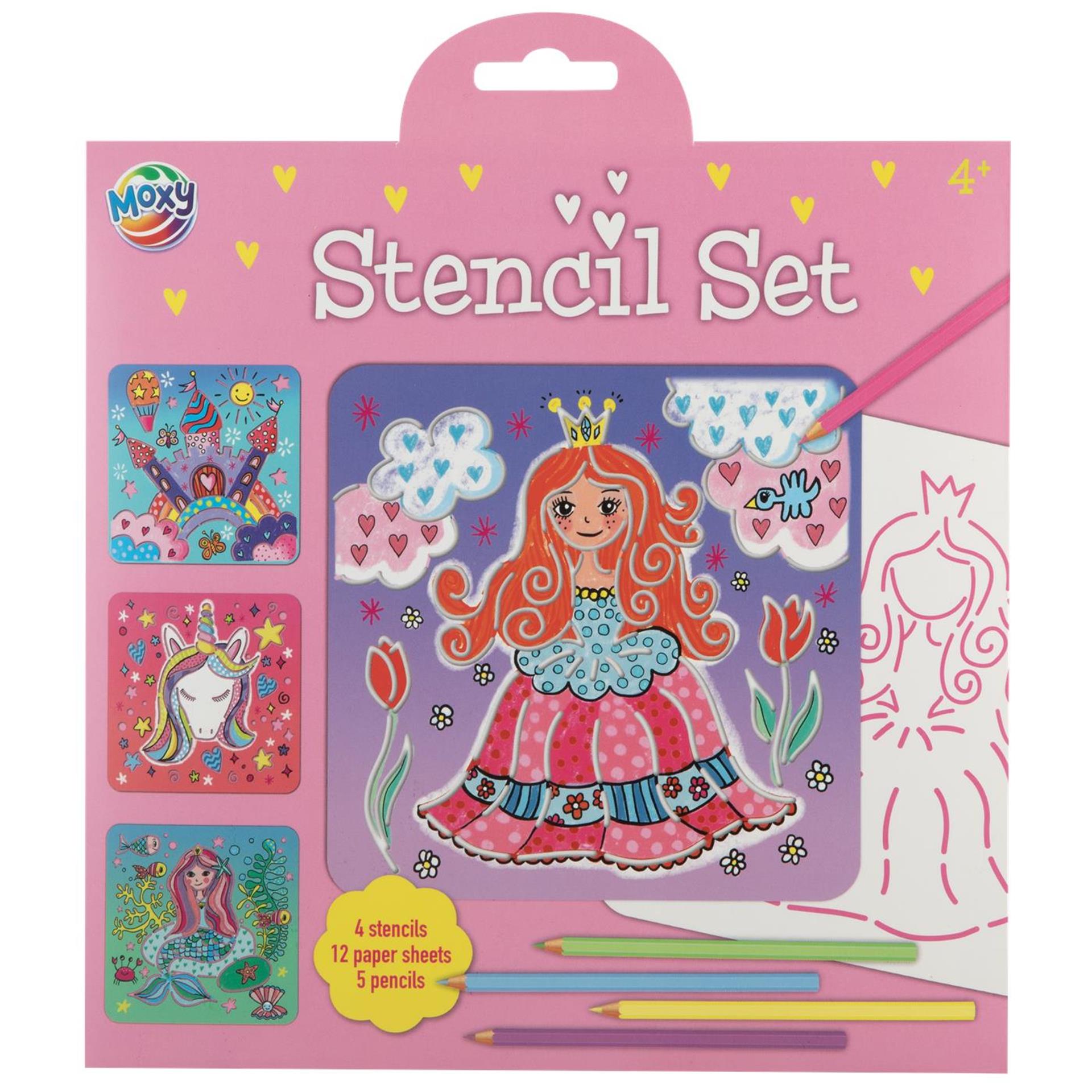 Set de pochoirs Moxy avec 5 crayons