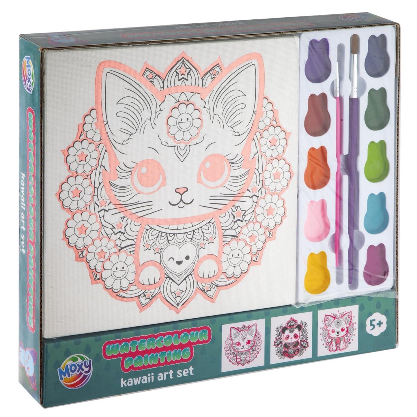 Ensemble d'art kawaii de peinture à l'aquarelle Moxy