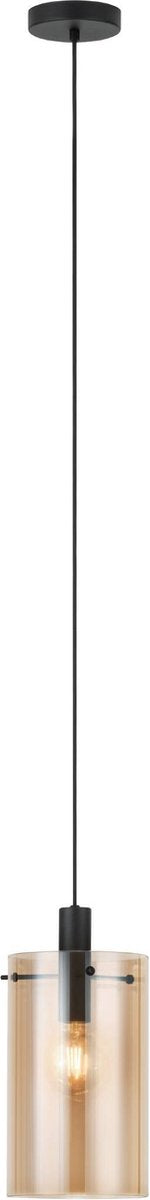 Lampe à suspension Eglo polverara - 1 lumière - ø18 cm - E27 - verre - noir