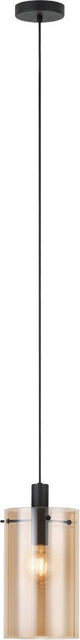 Lampe à suspension Eglo polverara - 1 lumière - ø18 cm - E27 - verre - noir