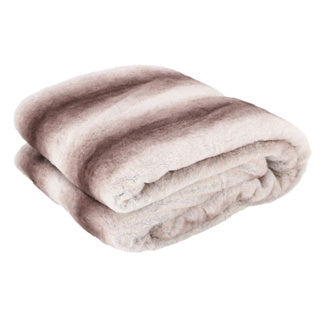 Residential couverture plaid taupe 150x200 Rabbitfur Look avec doux doublé à l'intérieur