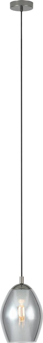 Lampe à suspension Eglo Estanys / 1 lumière - ø19 cm - E27 - verre fumé - gris noir