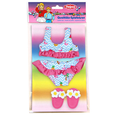 Bikini de poupées Heless avec pantoufles flamants, 28-35 cm