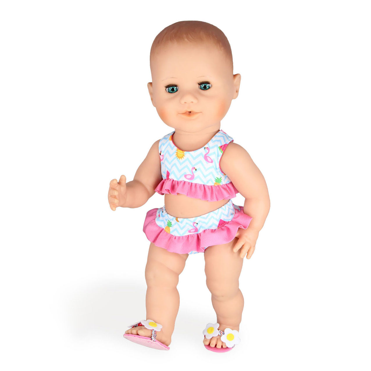 Bikini de poupées Heless avec pantoufles flamants, 28-35 cm