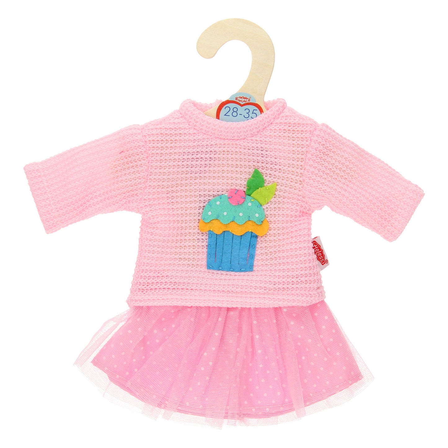 Pull de poupée avec jupe rose, 28-35 cm