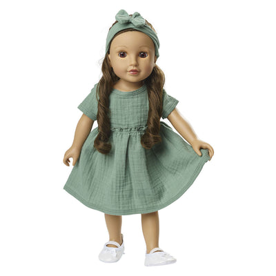 Robe de poupée HELSS VERT DE RUFFLES, 28-35 cm