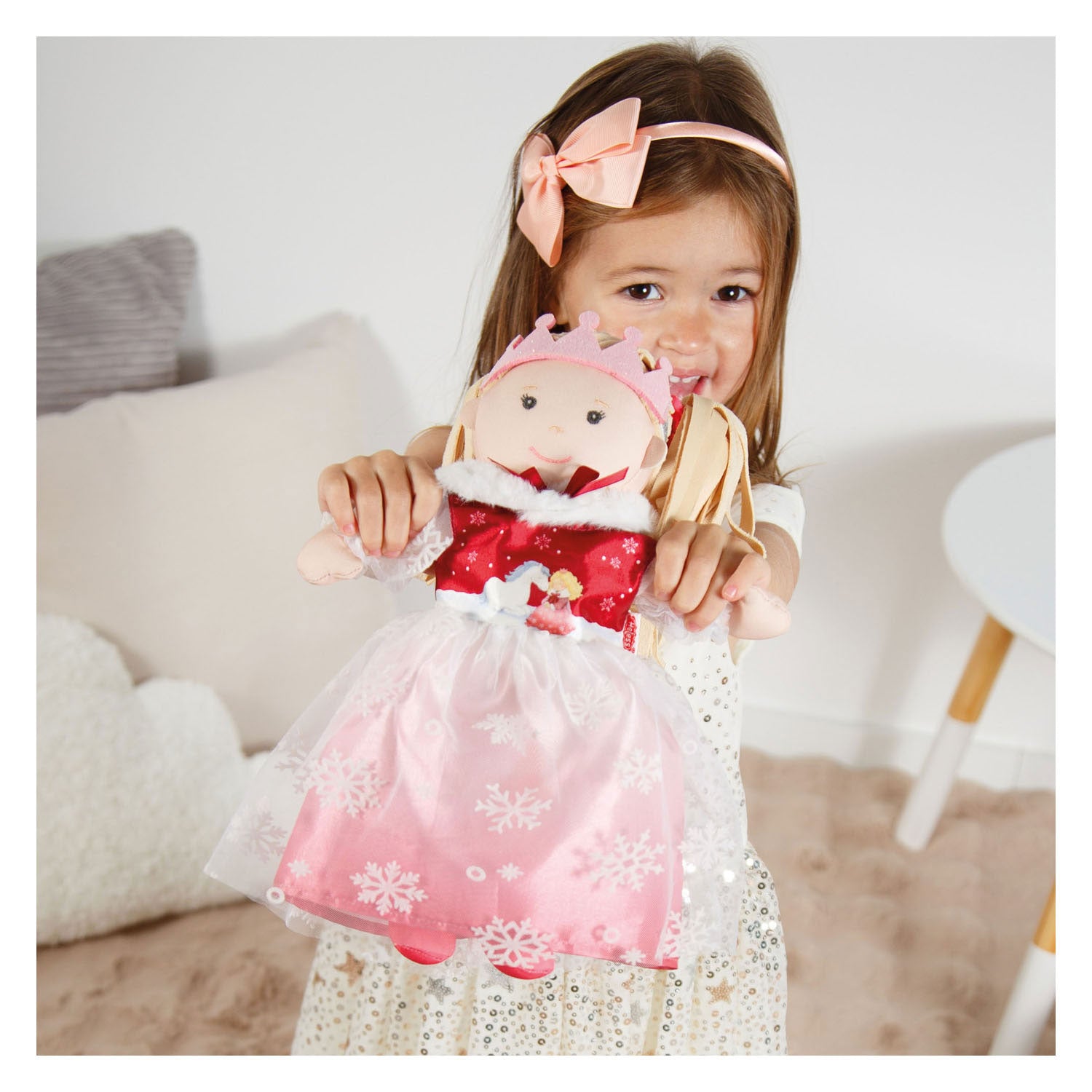 Robe de poupée Heless princesse d'hiver lumi avec couronne et cape - taille 28-35 cm