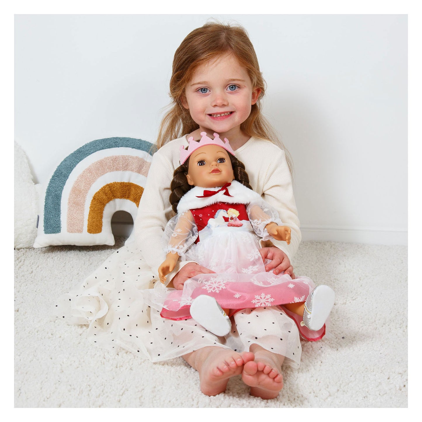 Robe de poupée Heless princesse d'hiver lumi avec couronne et cape - taille 28-35 cm
