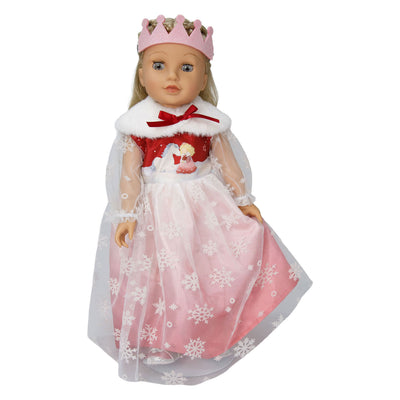Robe de poupée Heless princesse d'hiver lumi avec couronne et cape - taille 35-45 cm