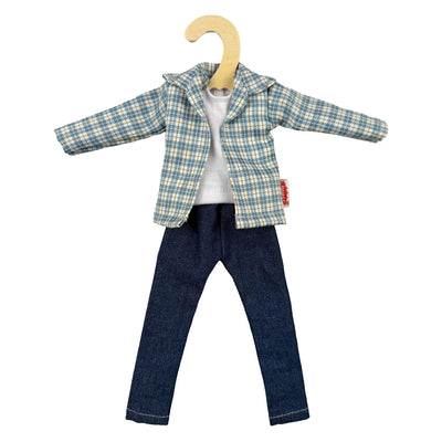 Chemise à carreaux Heless avec jean pour poupées mannequins - 29cm