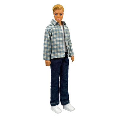 Chemise à carreaux Heless avec jean pour poupées mannequins - 29cm