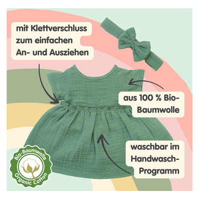 Poupon fille Heless avec robe verte - 34cm