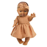 Poupée bébé fille Heless avec robe marron - 34cm