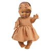 Poupée bébé fille Heless avec robe marron - 34cm