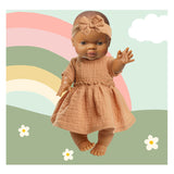 Poupée bébé fille Heless avec robe marron - 34cm