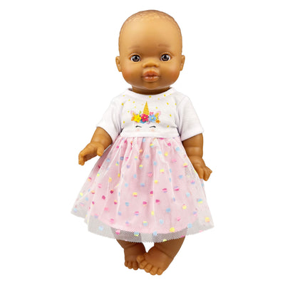 Poupée bébé fille Heless avec robe licorne Hannah - 34cm
