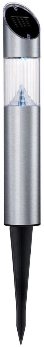 Lampe de jardin solaire Grundig - 2 lampes LED - lumière blanche froide - IP44 résistante aux éclaboussures - durée de combustion 6-8 heures - 75,5 cm - argent