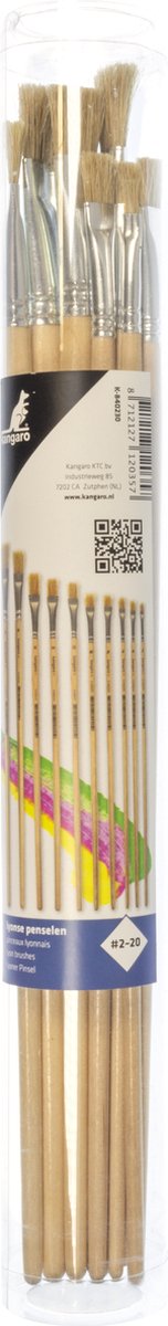 Pinceaux Kangaro Lyonse - étui de 10 pinceaux - tailles #2 à #20 - bois laqué