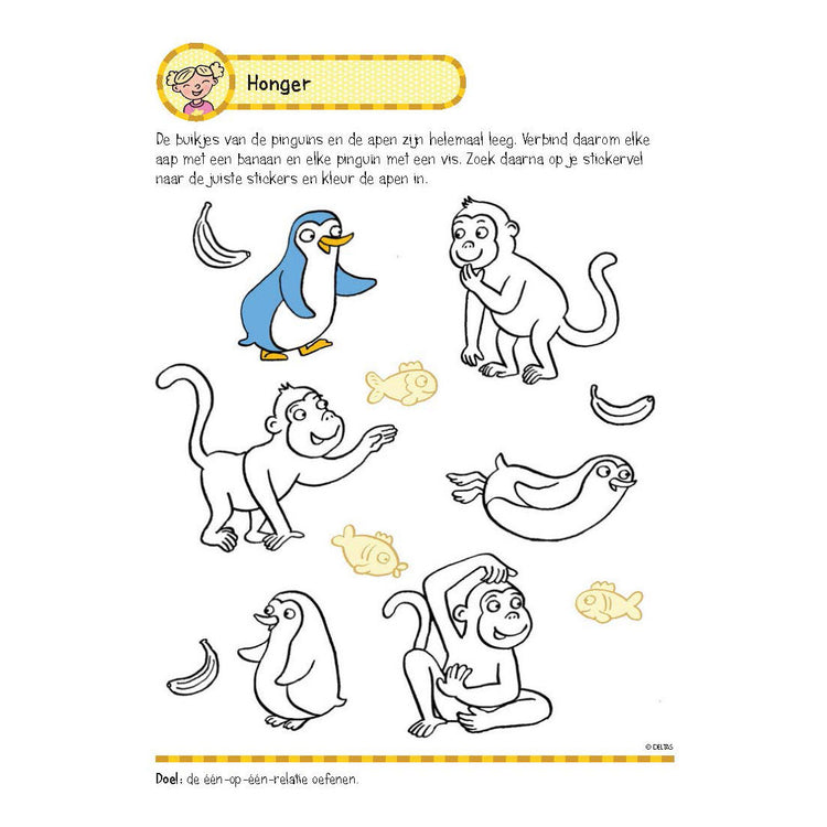 Livre d'exercices deltas avec des autocollants pour les premiers jeux (5-6 ans)