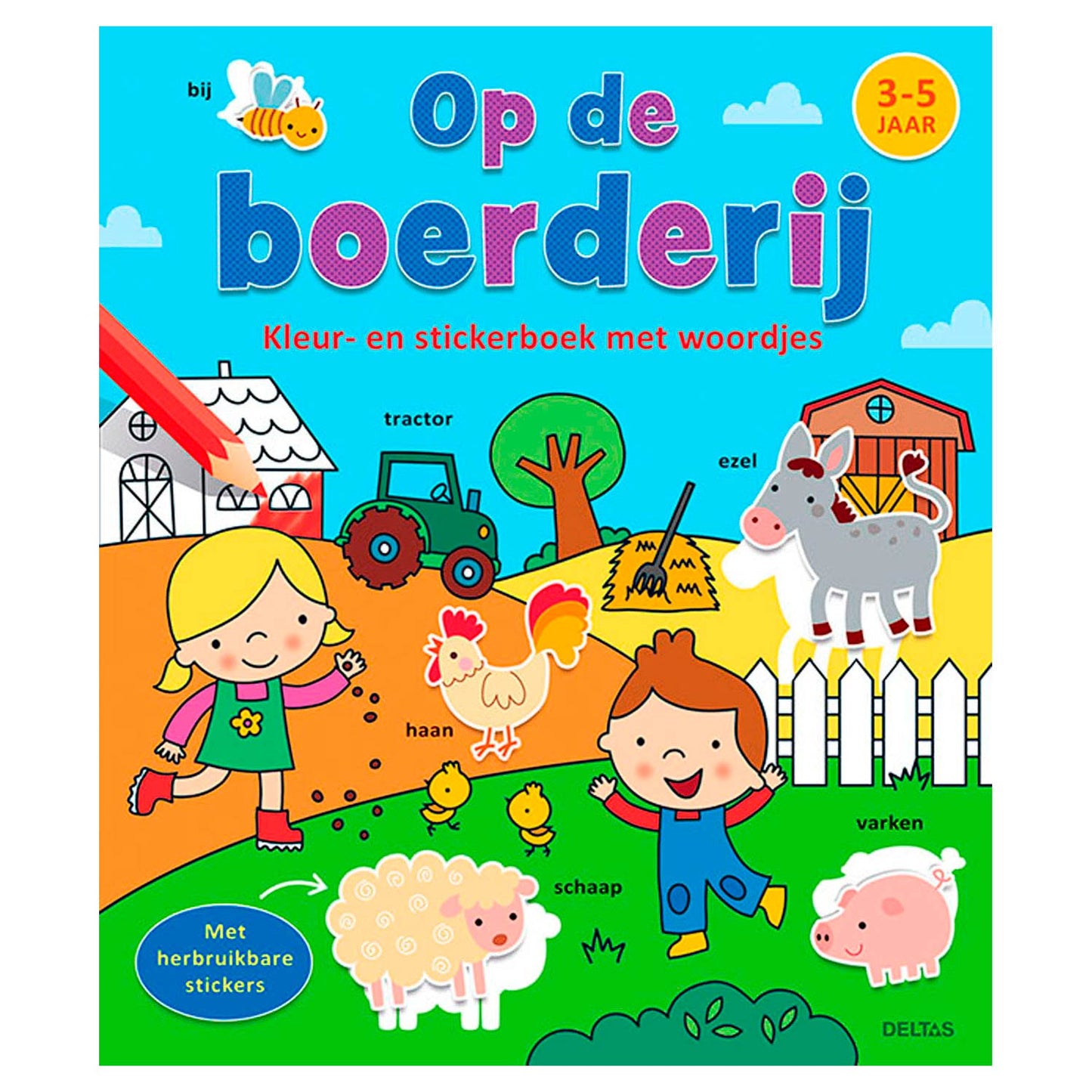 Livre d'autocollants de couleur deltas avec des mots à la ferme