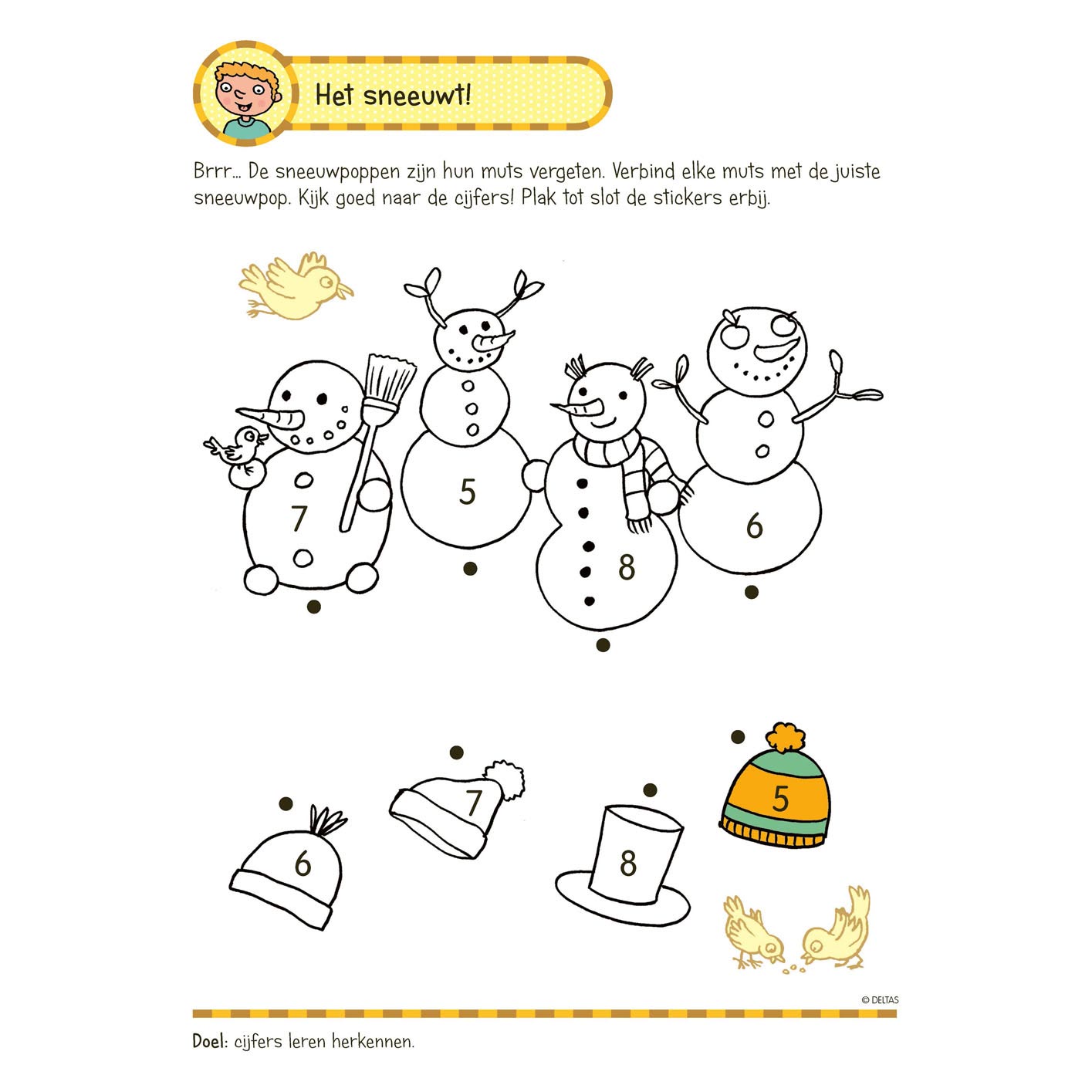 Deltas s'entraîne avec des autocollants écrivant, lecture, comptage (5-6 ans)