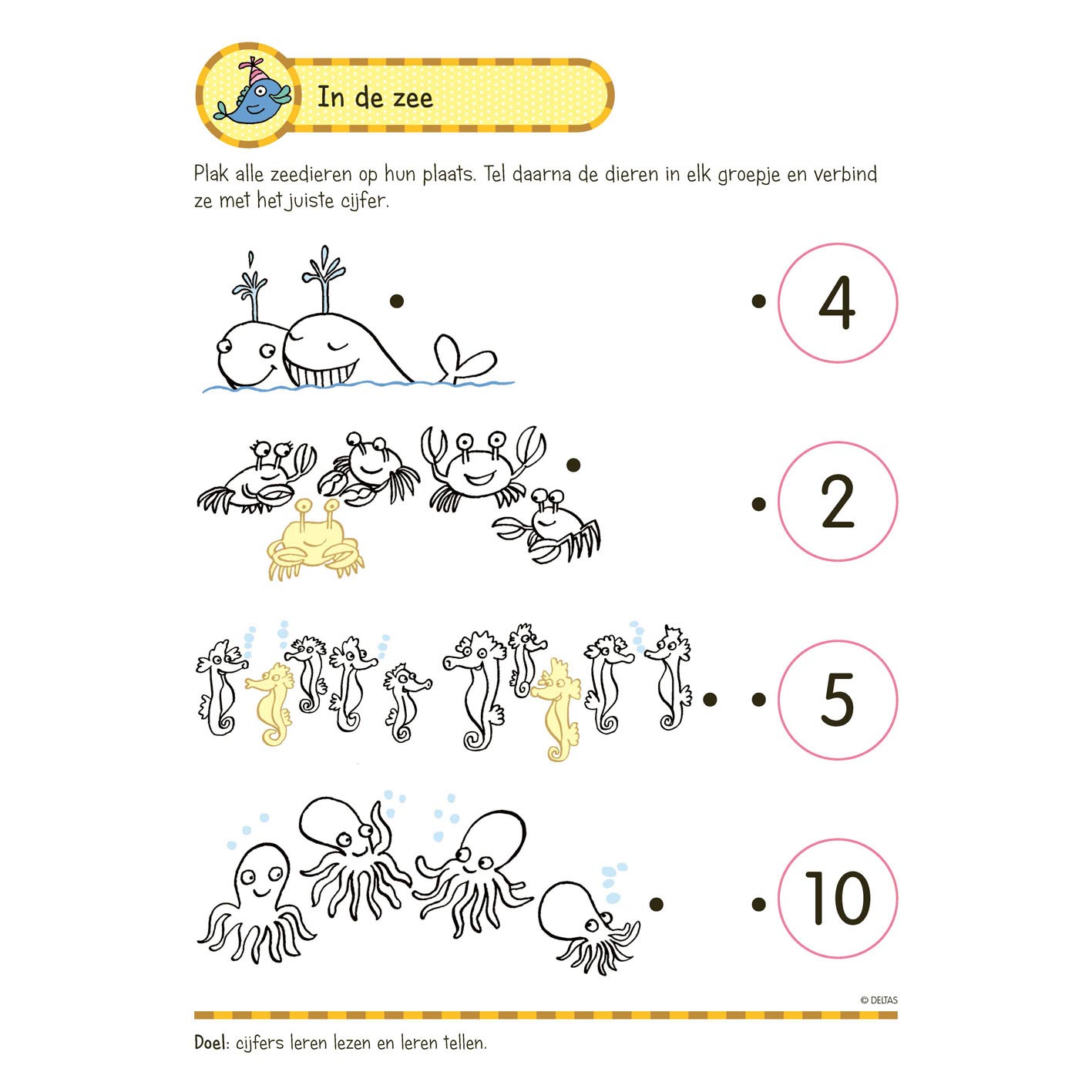 Deltas s'entraîne avec des autocollants écrivant, lecture, comptage (5-6 ans)