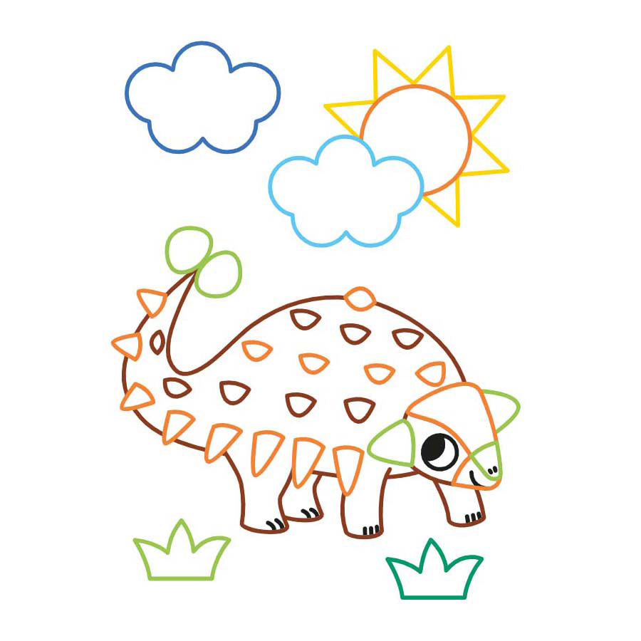 Deltas coloriage et autocollants amusants - doux dinosaures
