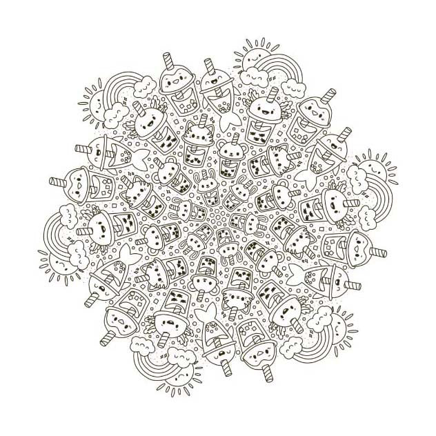 Coloriage mandala Deltas kawaii amusant