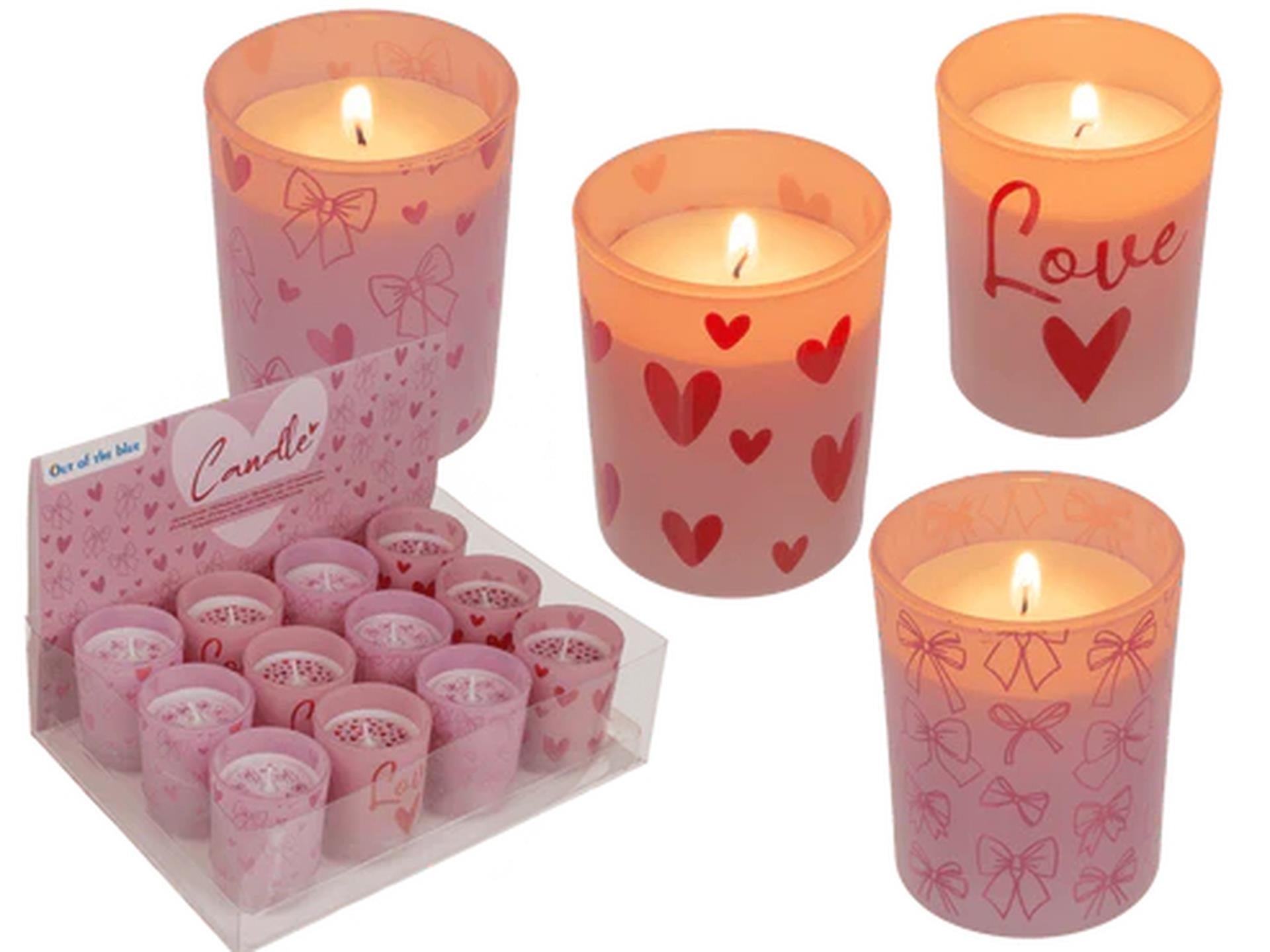 Bougie Out of the blue en verre love ø5xh6,5cm