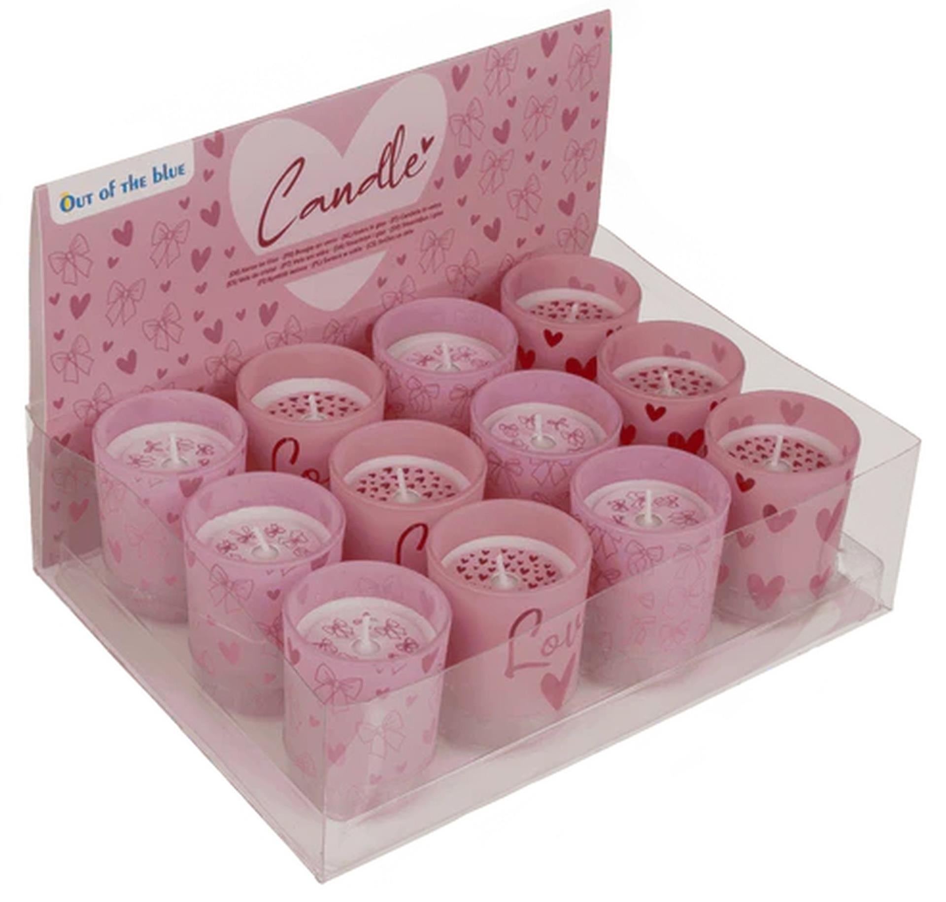 Bougie Out of the blue en verre love ø5xh6,5cm
