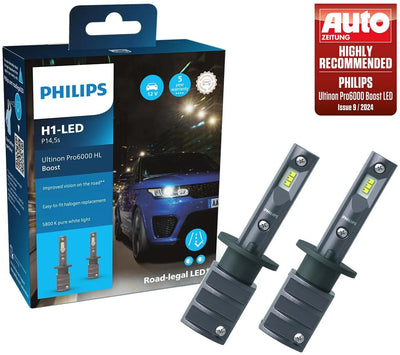 Lampe frontale Philips Ultinon Pro6000 Booster. jeu de lampes 12v h1 led ultinon pro6000